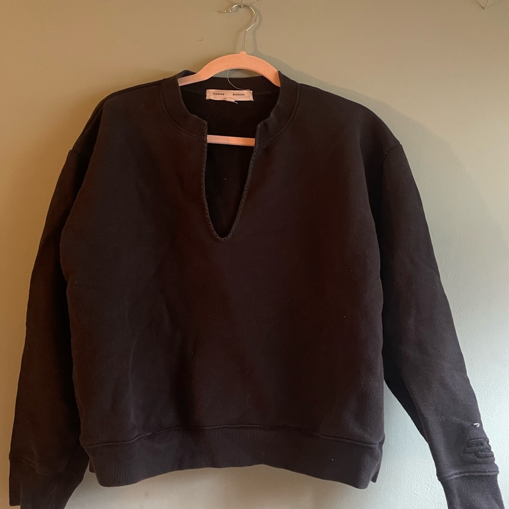 Black Sweatshirt with V-Neck Cutout